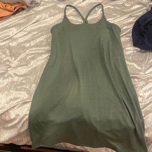 green athletic dress built in bra and shorts